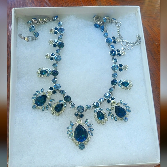 Givenchy Silver and Blue Necklace with Elegant Design - Picture 1 of 14